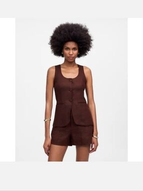 Madewell Scoopneck Cutaway Vest NX651 Size 4 NWT Brown Chocolate Raisin